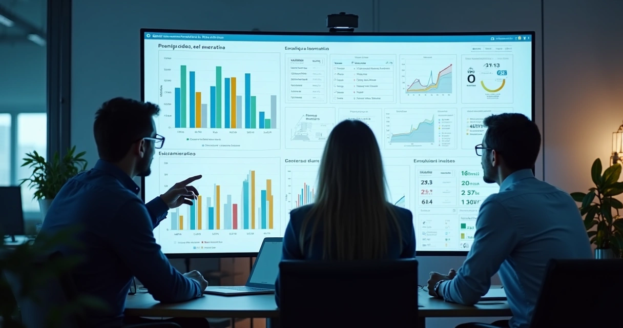 Equipe de marketing analisando dados de geração de leads em computadores modernos 