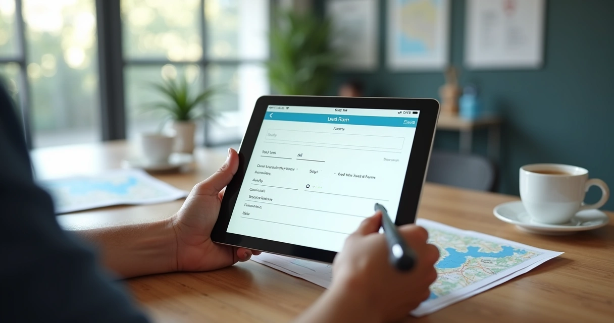 Formulário digital simples em consultório com paciente preenchendo no tablet 