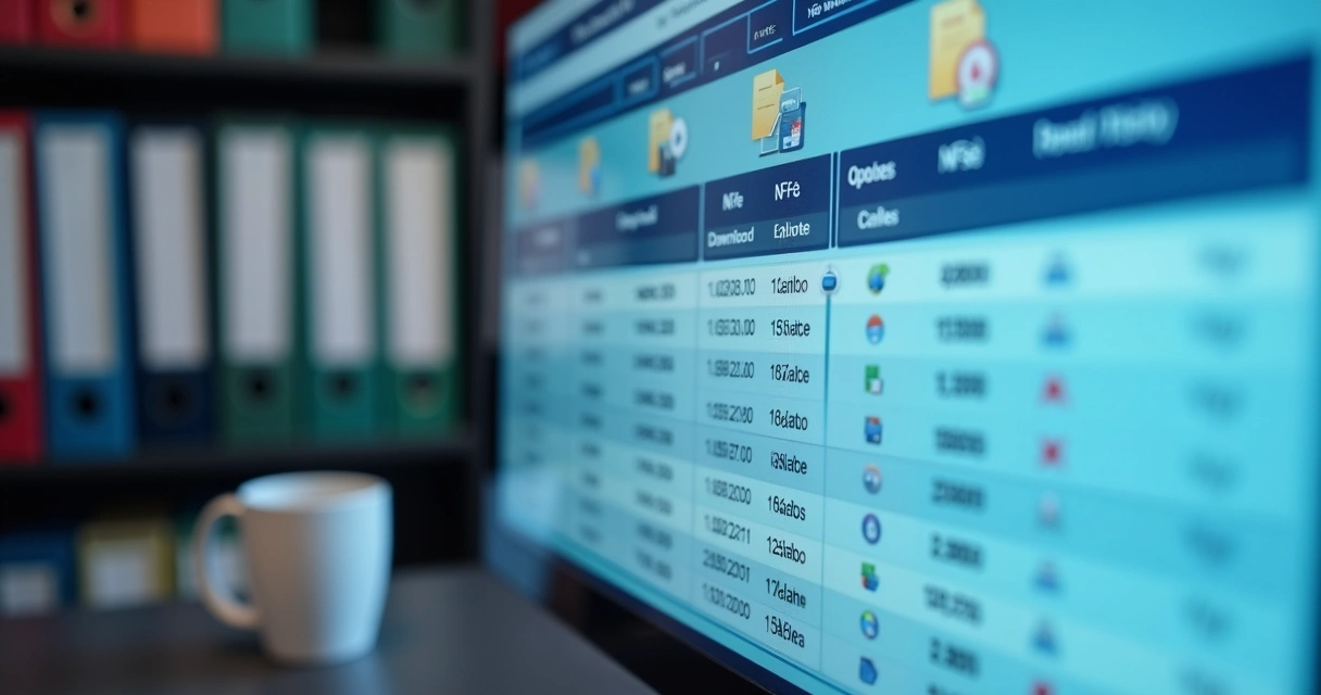 Sistema mostrando capturas automáticas de notas fiscais eletrônicas para escritórios contábeis 
