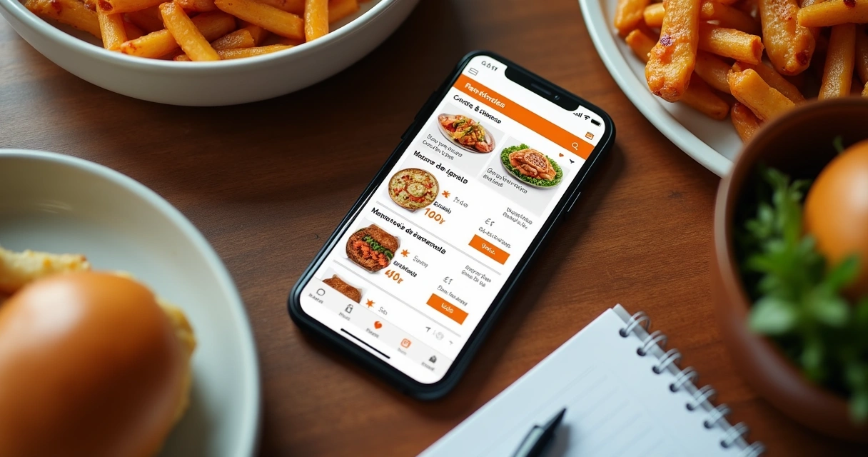 Cardápio de delivery no celular com combos e fotos de pratos 