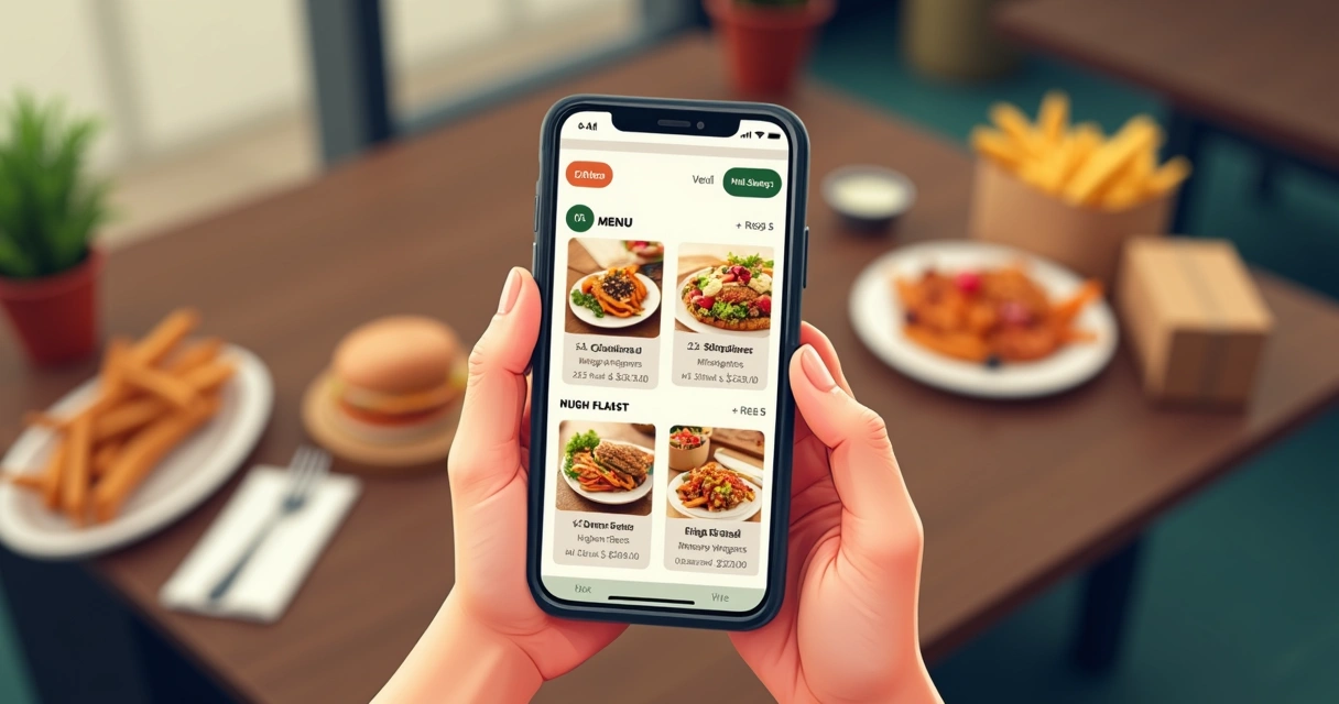 Cardápio digital de delivery em tela de celular 