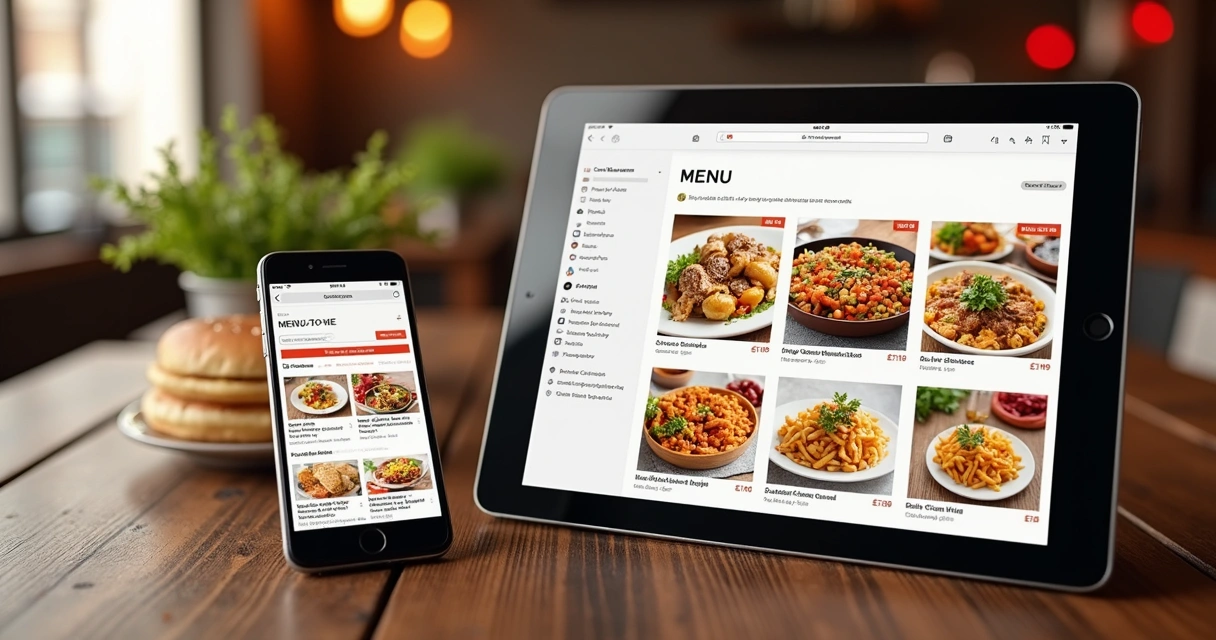 Página de cardápio digital com pratos em destaque e fotos atrativas 