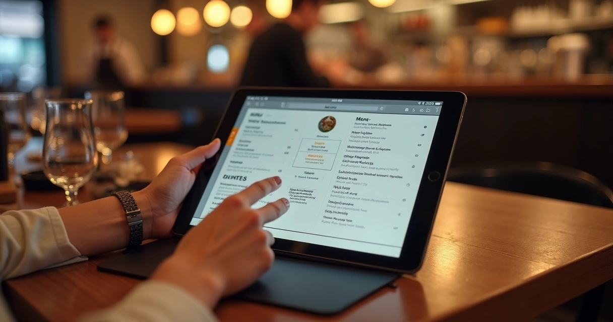 Visualização de cardápio digital em restaurante 