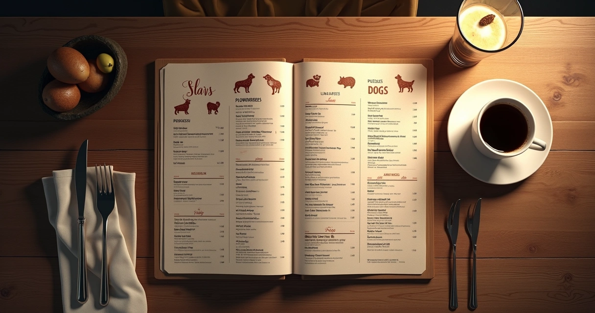 Exemplo de cardápio de restaurante com pratos destacados 