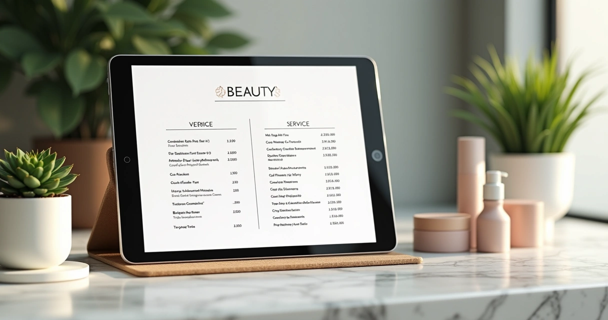 Cardápio digital de serviços de estética 