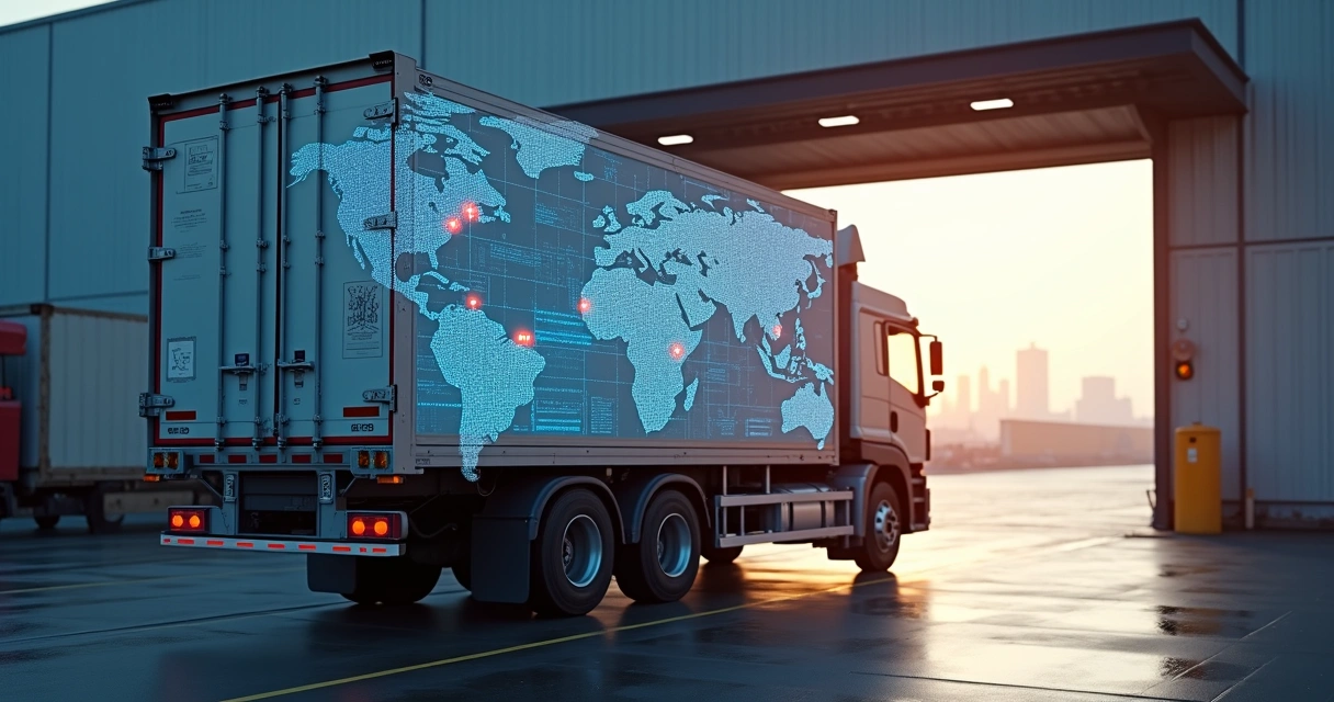 Caminhão de entrega sendo monitorado em tempo real por tecnologia RFID 