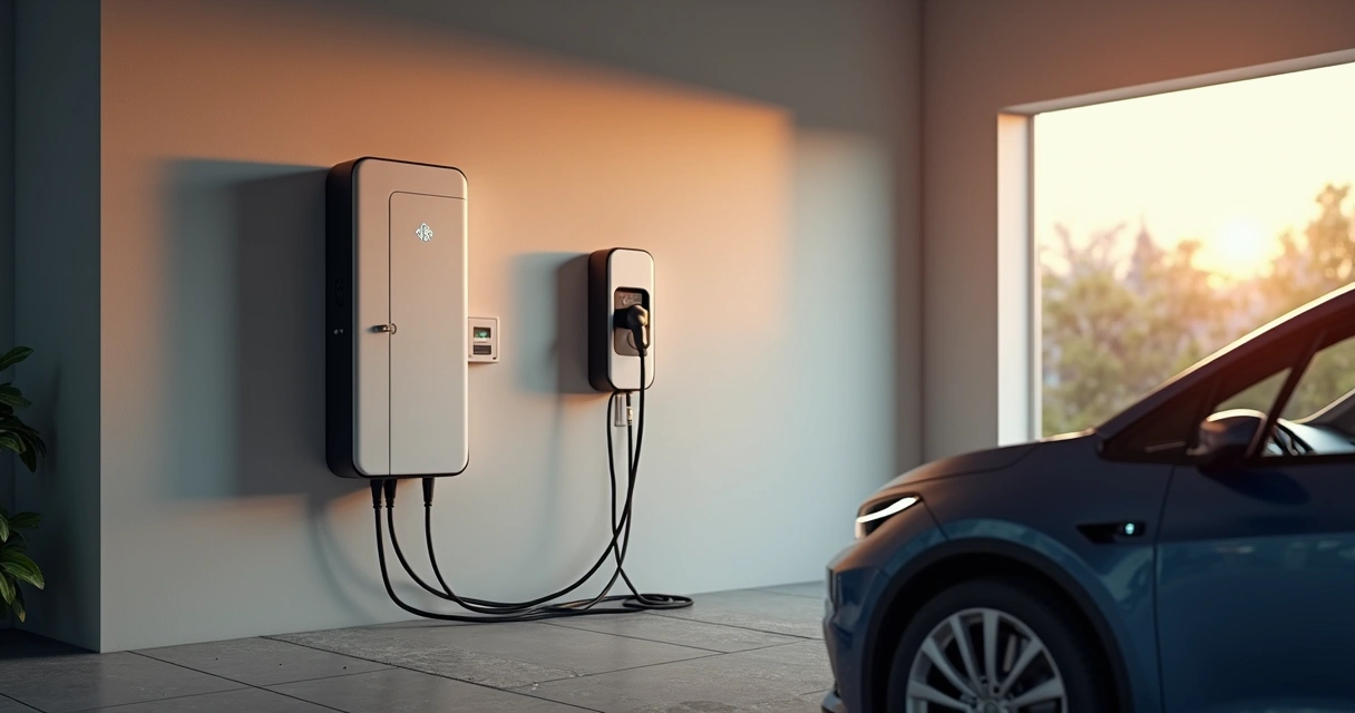 Carregador wallbox instalado em estacionamento residencial 