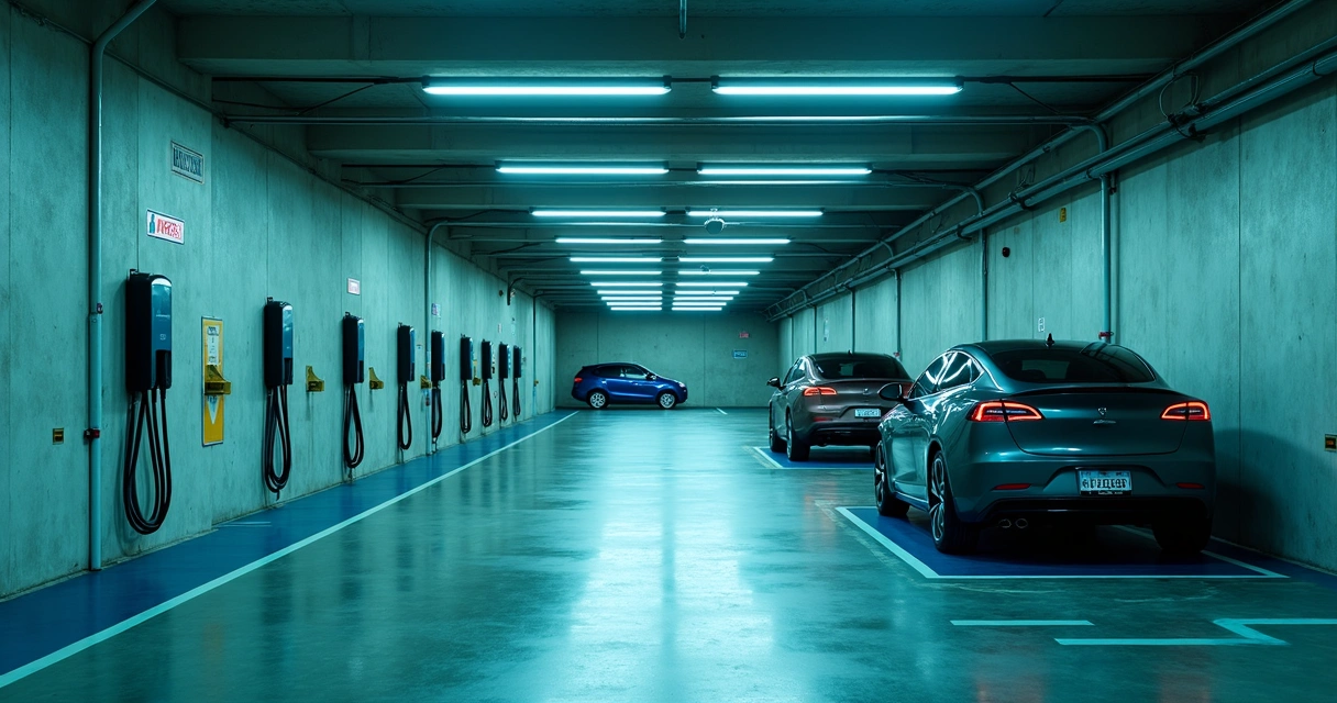 Carregadores de carros elétricos em garagens de condomínio