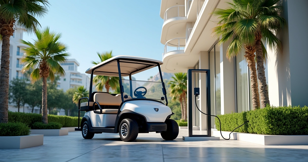 Carregamento de carrinho de golfe em condomínio