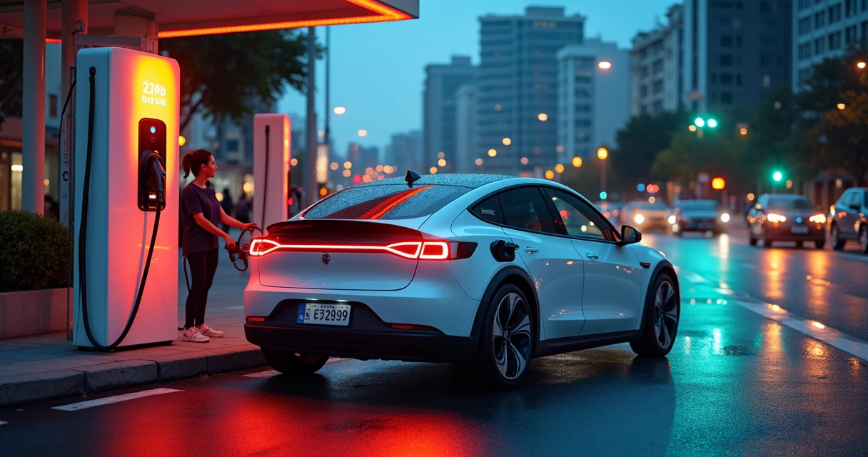 Carro elétrico em ponto de recarga pública no Brasil em 2026 