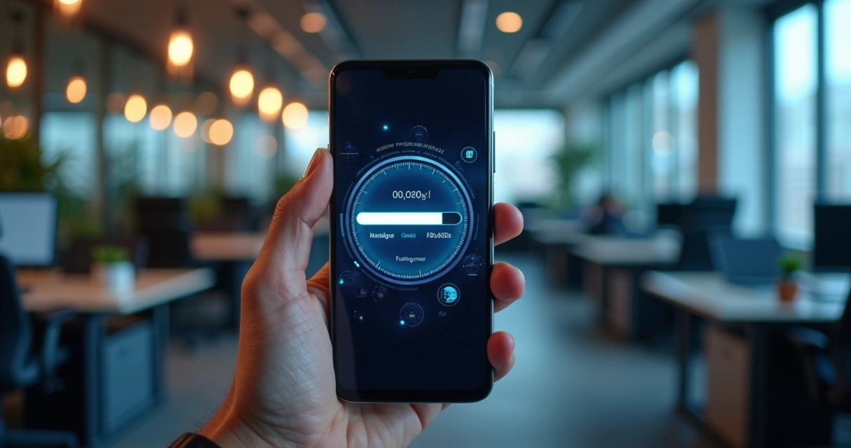 Site carregando rápido em celular com barras de progresso 