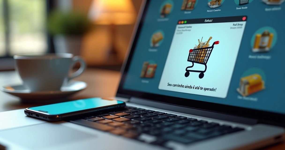 Notificação sobre carrinho abandonado em site de e-commerce 