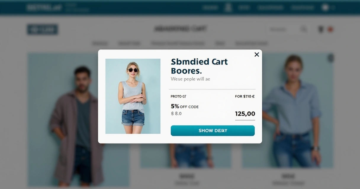 Tela de site com popup de lembrete de carrinho abandonado