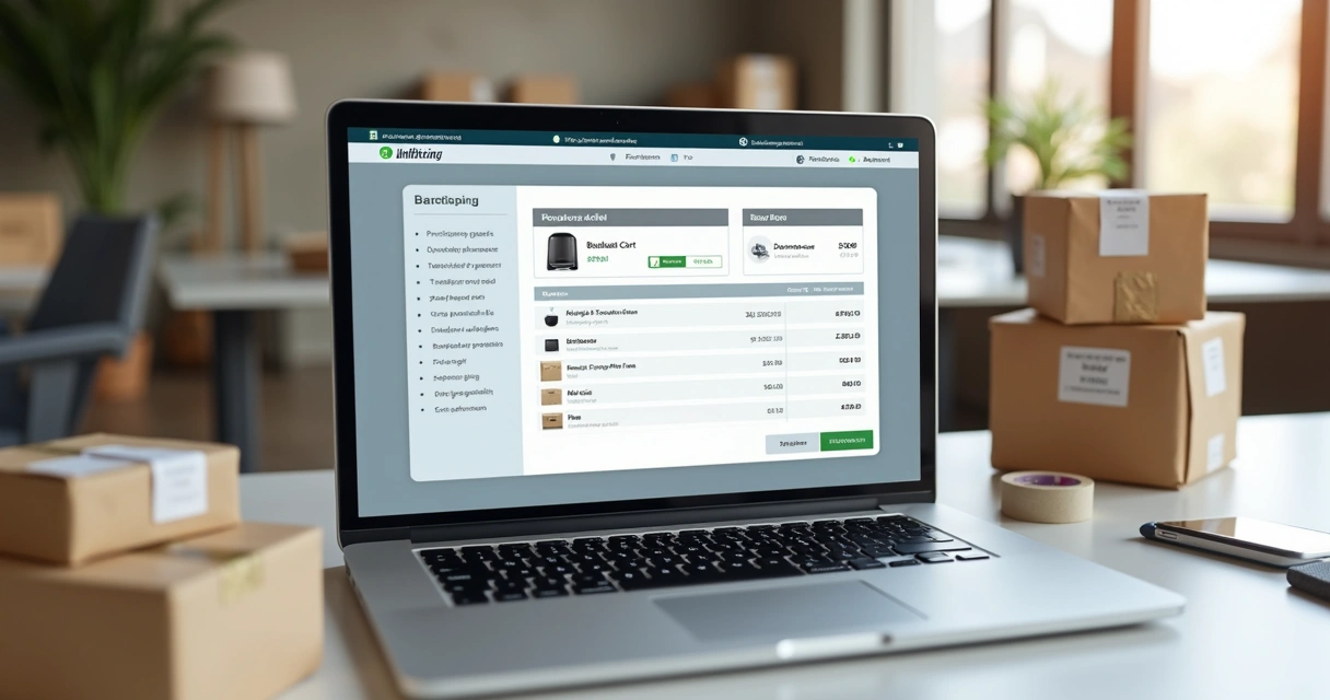 Carrinho virtual com kits de produtos e aviso de frete grátis 