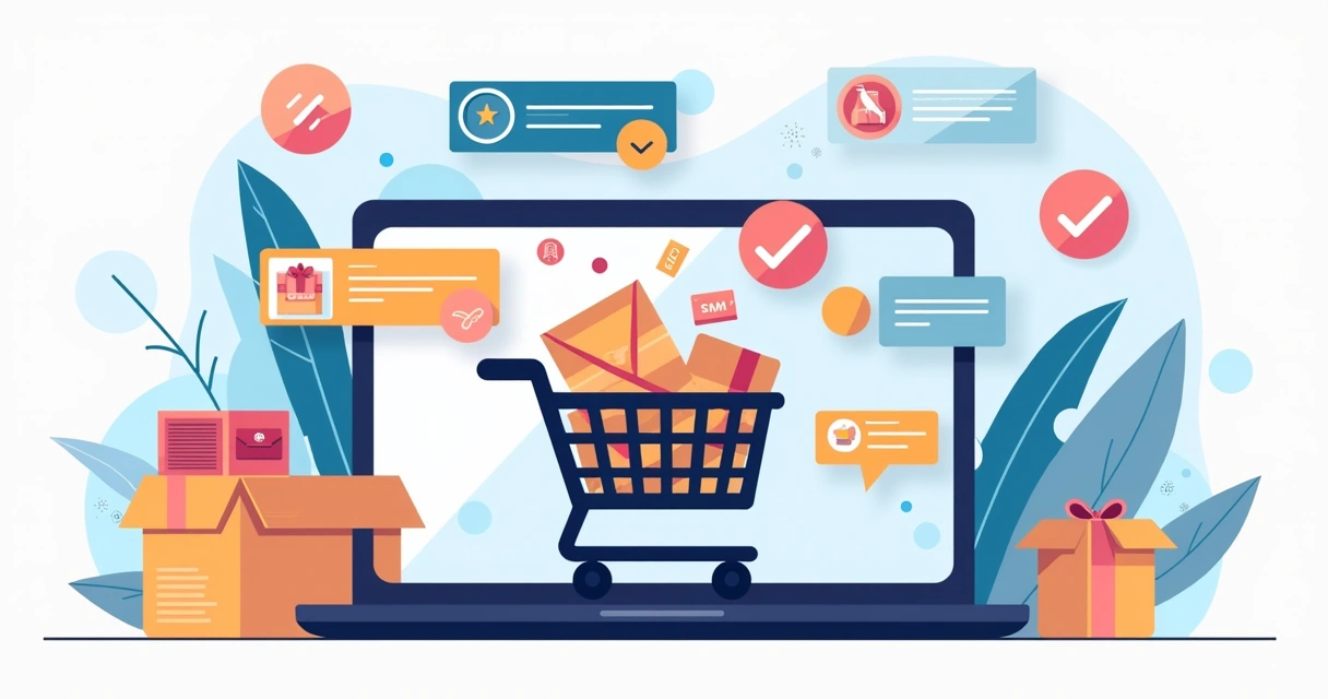 Carrinho de compras digital em automação de e-commerce 