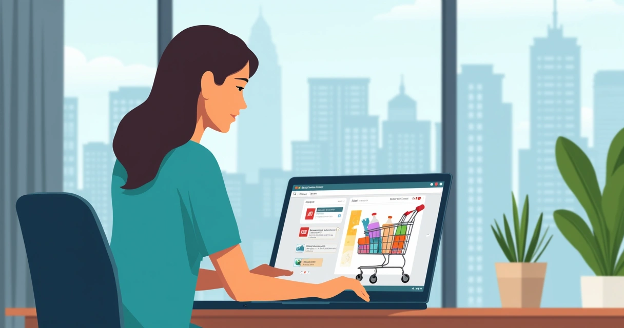 Pessoa finalizando compra em carrinho virtual.