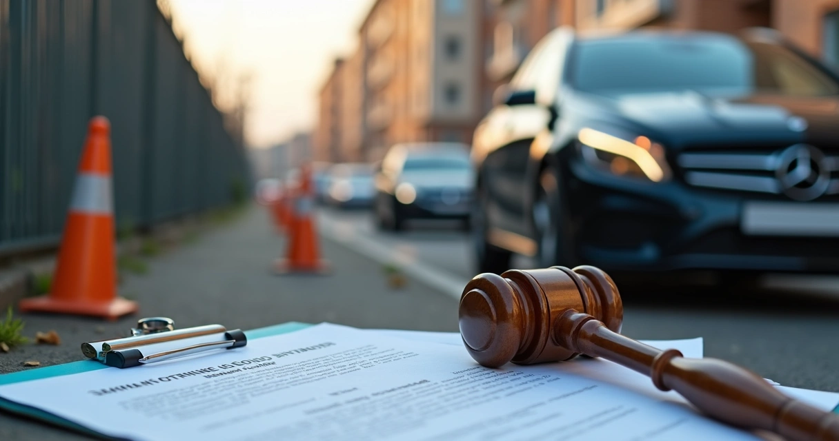 Carro apreendido em pátio de veículos com documentos legais ao lado 