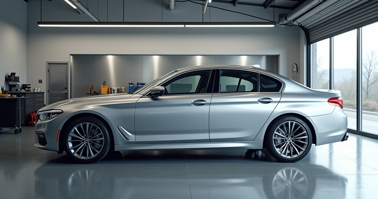 Carro limpo e conservado em garagem 