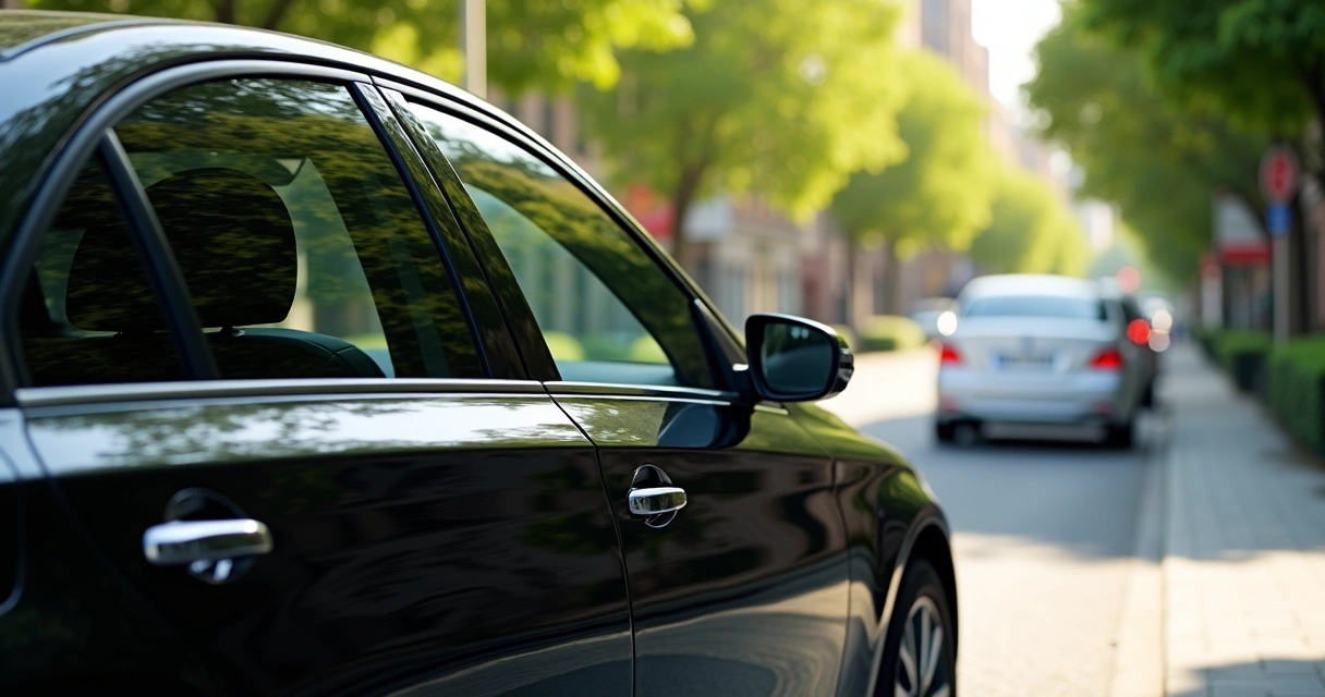 Carro preto com vidros escurecidos estacionado na rua