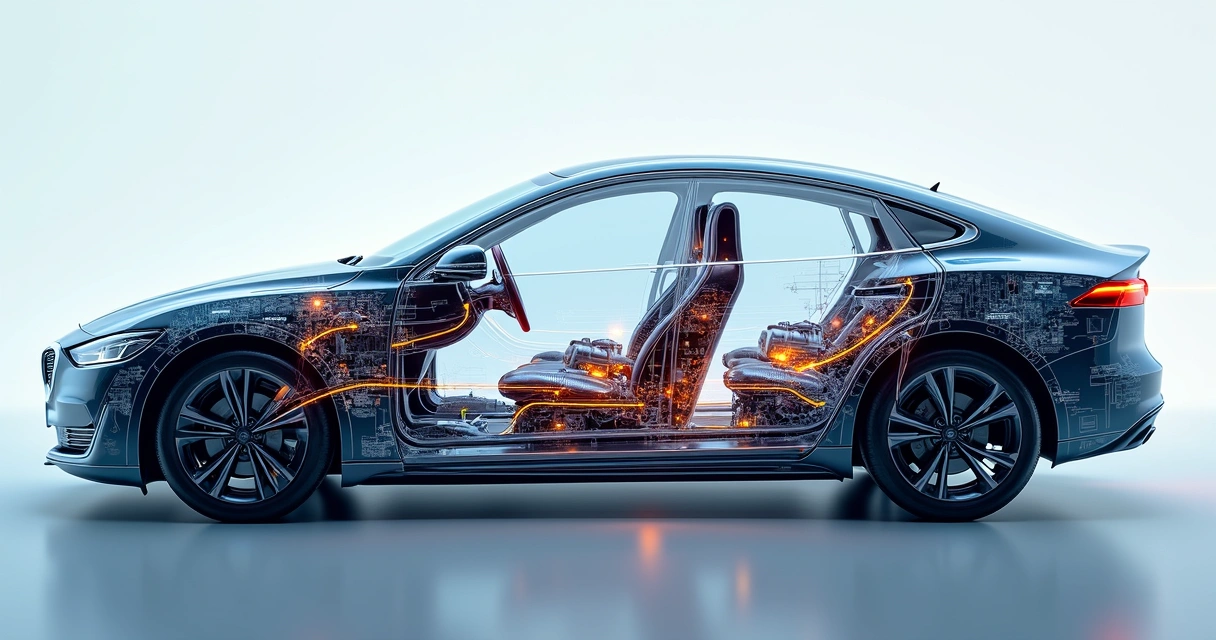 Diagrama mostrando a combinação de motores em carro híbrido