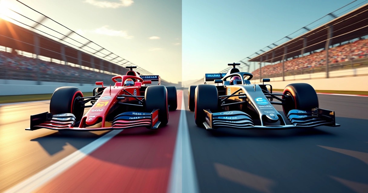 Carros de Fórmula 1 e NASCAR lado a lado em um circuito