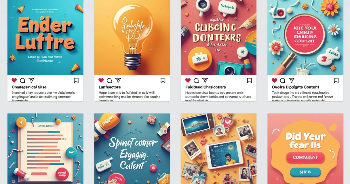 Design de carrossel do Instagram com slides coloridos, chamativos e interativos, apresentando dicas e chamadas para ação.