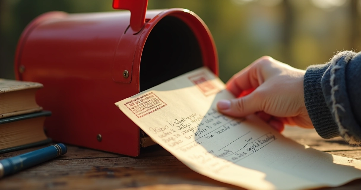 Envelope com cupons sendo colocado na caixa de correio 