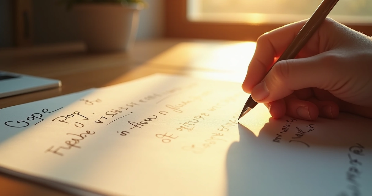 Cartas manuscritas sob luz amarela suave, simbolizando perdão e recomeço 