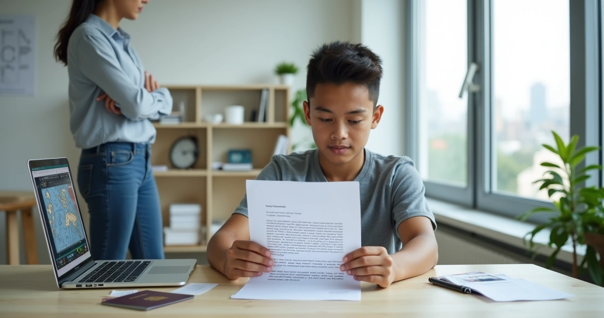 Estudante brasileiro recebendo carta de recomendação impressa em ambiente acadêmico moderno 