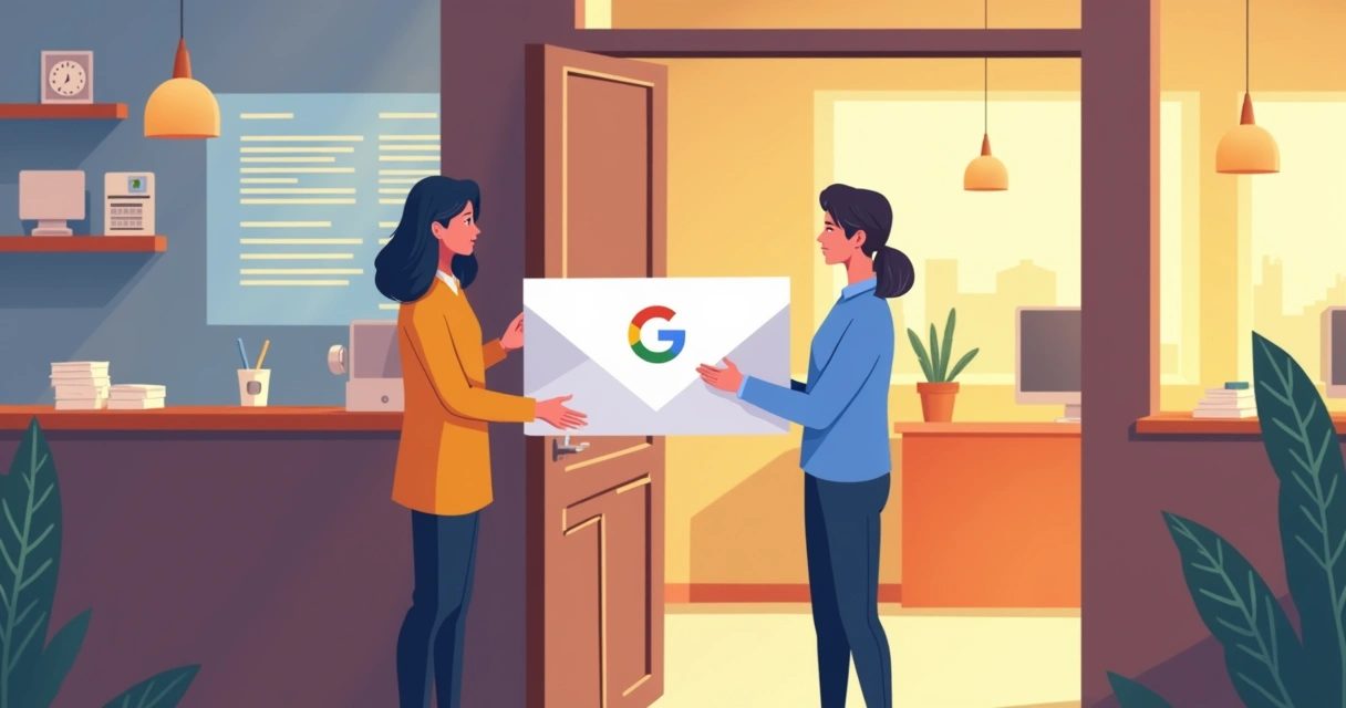 Pessoa recebendo carta de verificação do Google na porta da loja