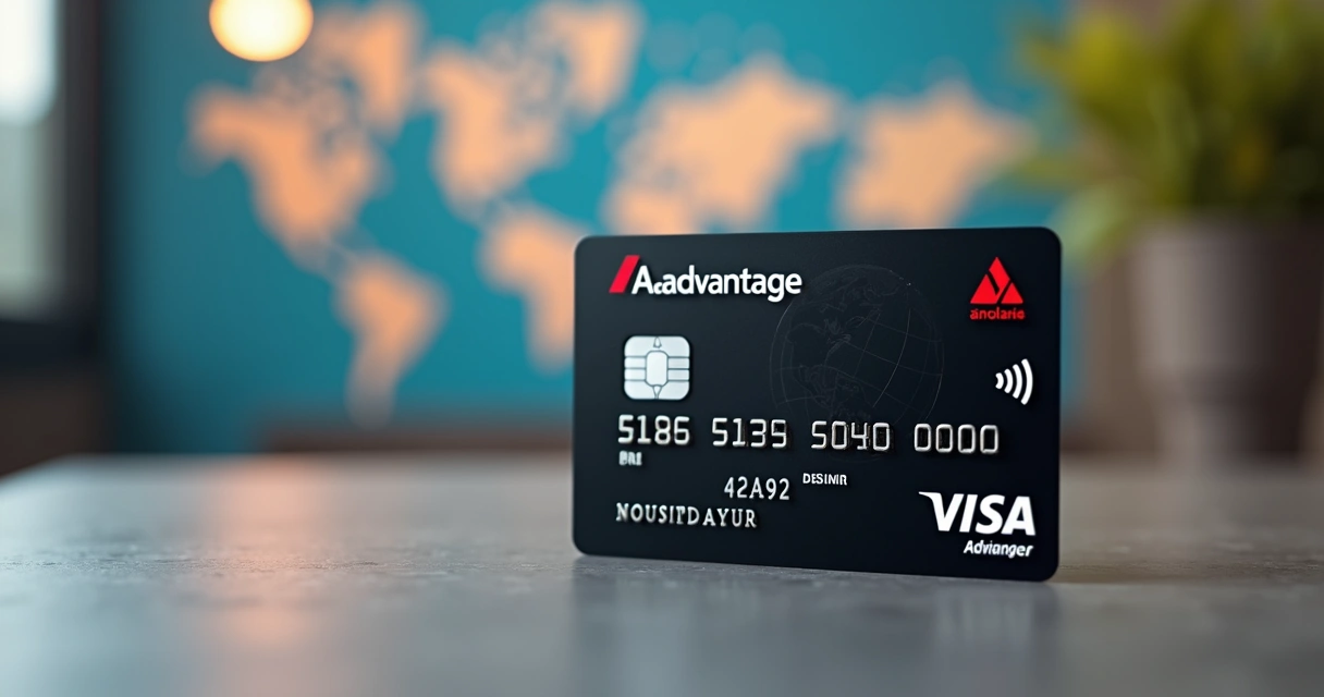 Cartão de crédito Santander AAdvantage Black sobre fundo cinza 