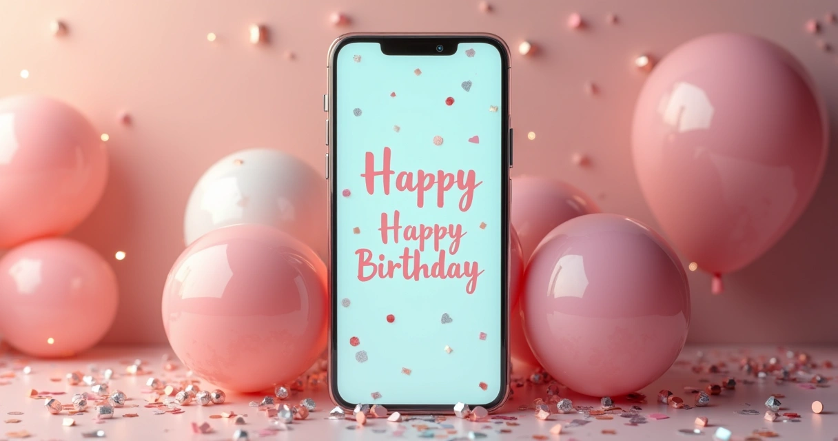 Mensagem de aniversário personalizada digital no WhatsApp em tela de celular 