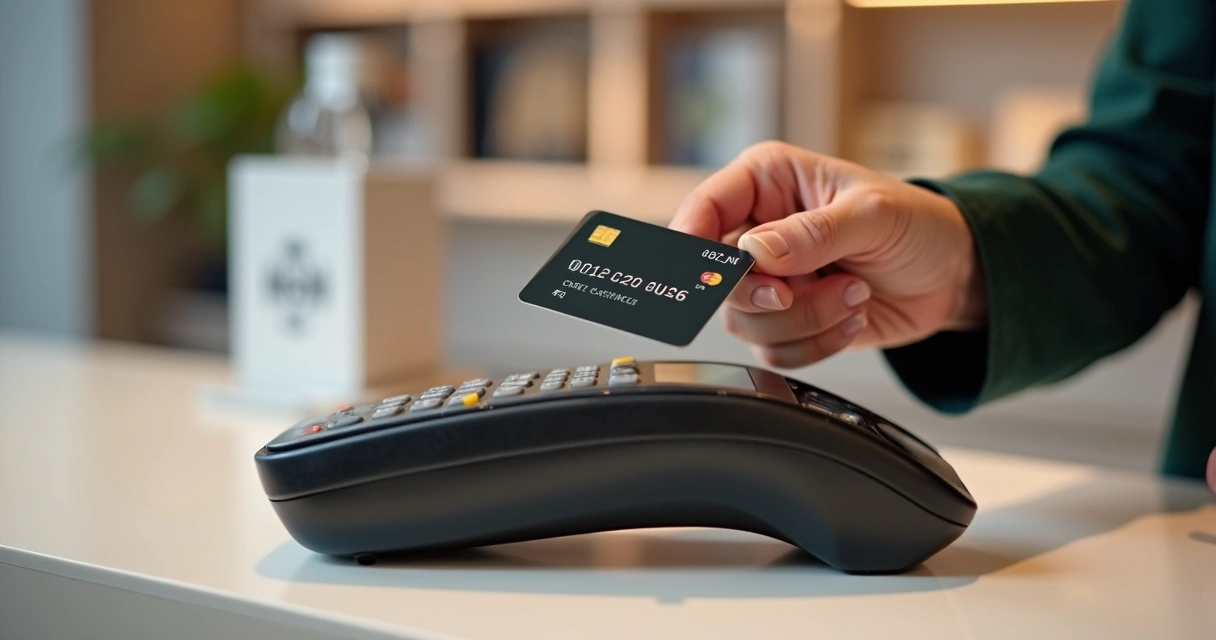 Pessoa aproximando cartão de crédito na maquininha