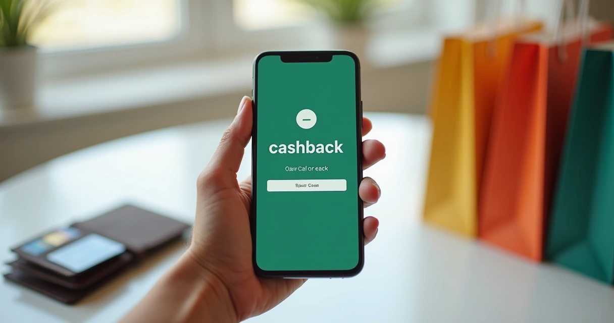Pessoa recebendo cashback em aplicativo de celular após compra 