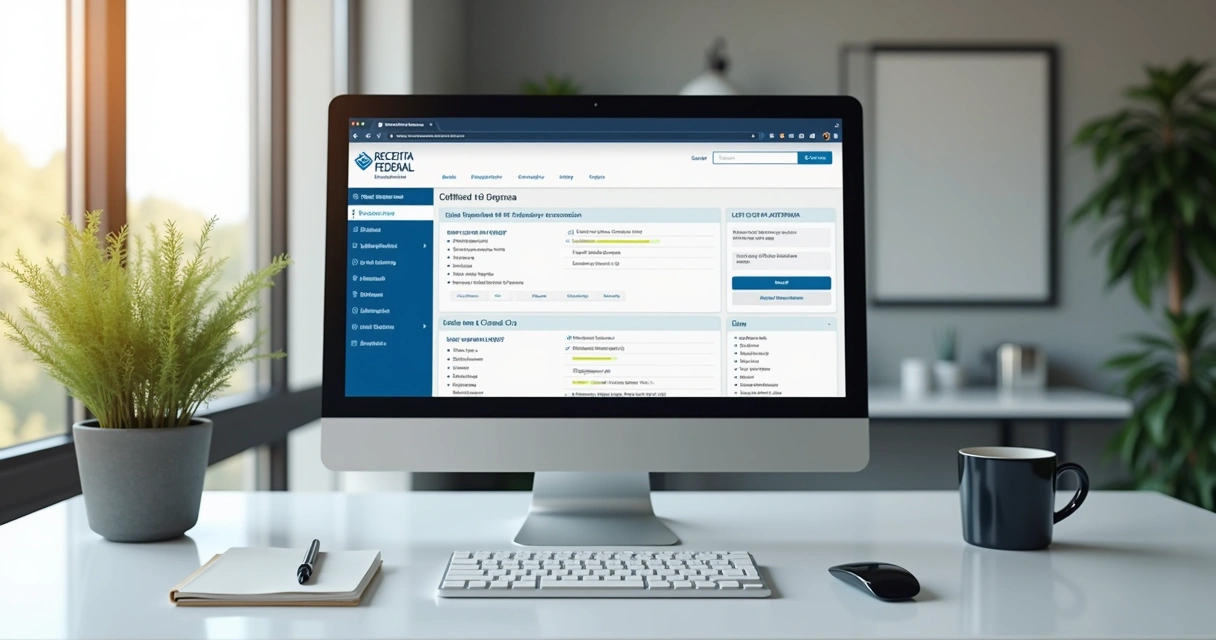 Tela de computador exibindo o site da Receita Federal para emissão do cartão CNPJ 