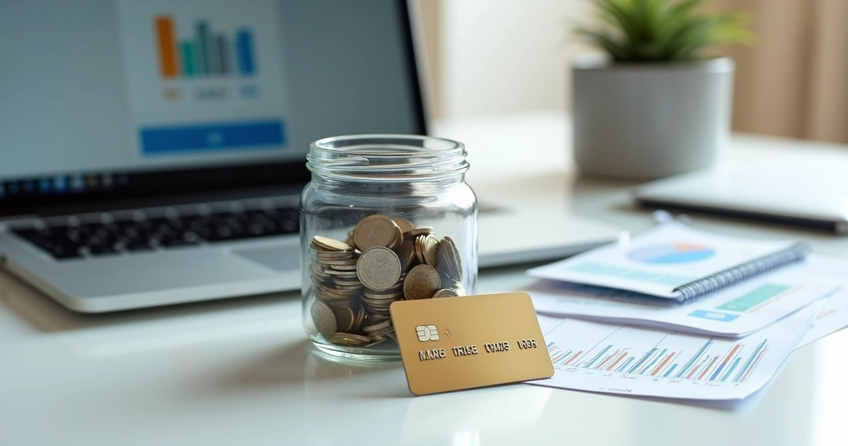 Cartão de crédito e extrato de investimento juntos, conceito de garantia 