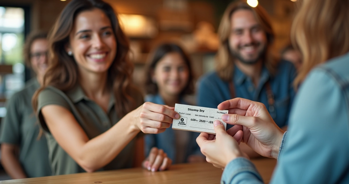 Cartão de pontos sendo carimbado em balcão de loja 