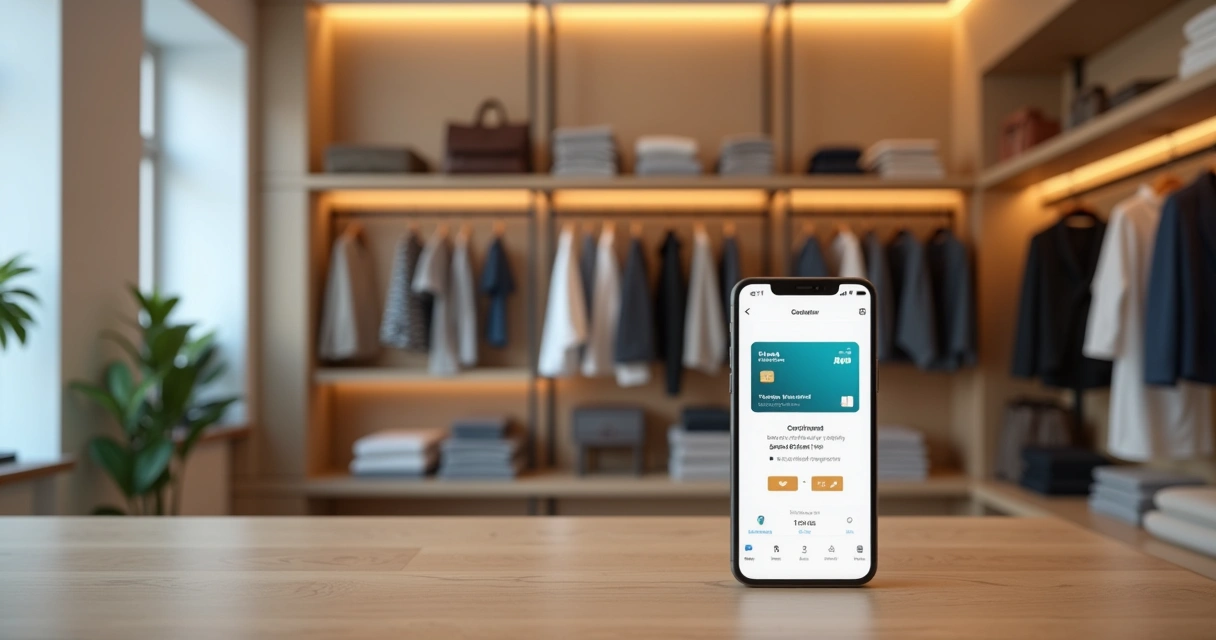 Cartão fidelidade digital em loja de roupas no celular 