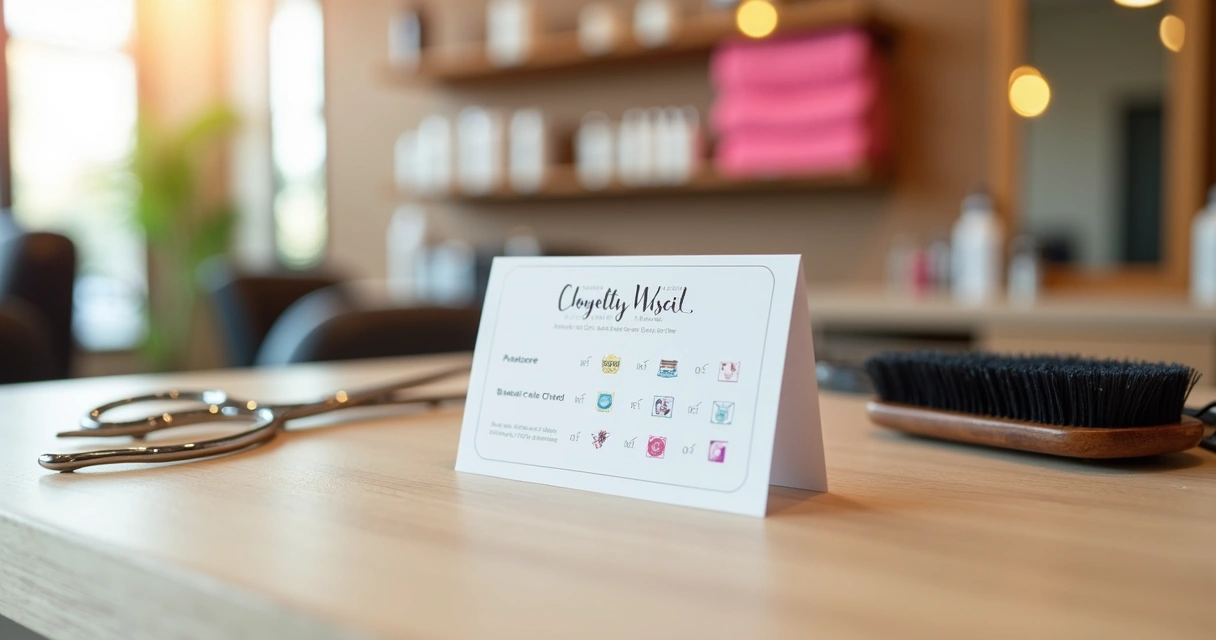 Cartão de fidelidade de salão de beleza com marcas de frequência 