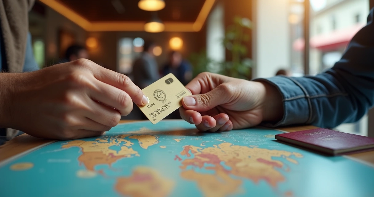 Cartão internacional sendo usado em viagem ao exterior 