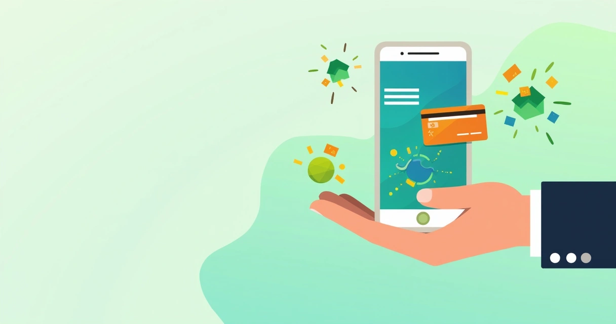 Cartão de crédito e smartphone com símbolo de pagamento online 