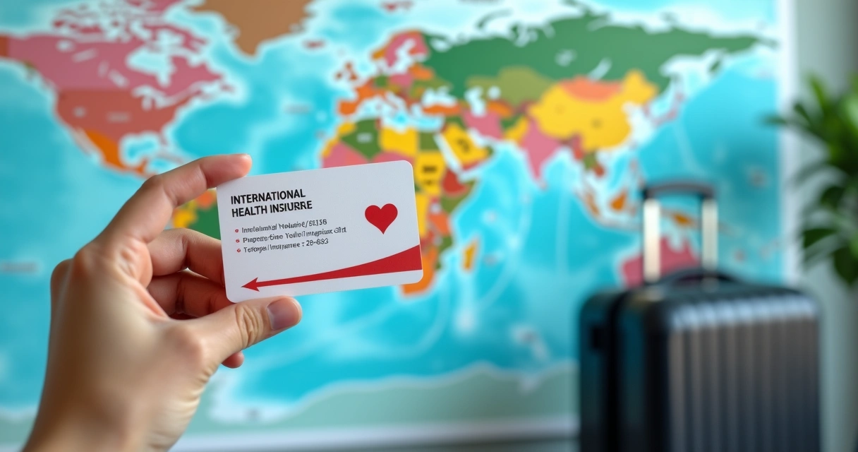 Cartão de plano de saúde internacional em mãos de viajante 