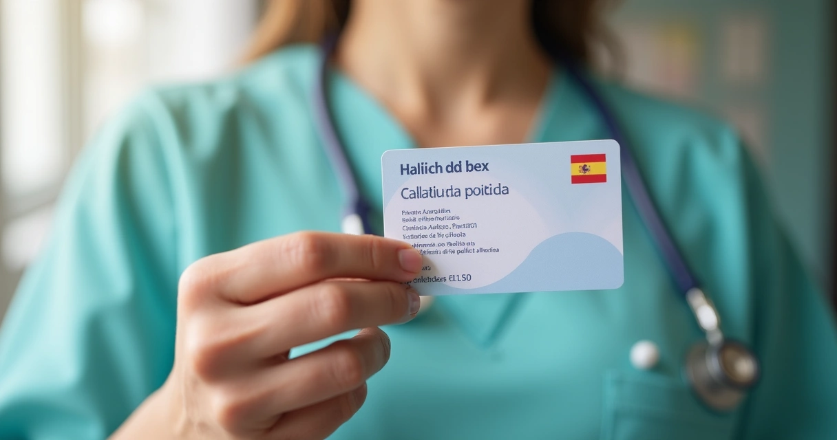 Cartão do sistema público de saúde espanhol em mãos de brasileiro 