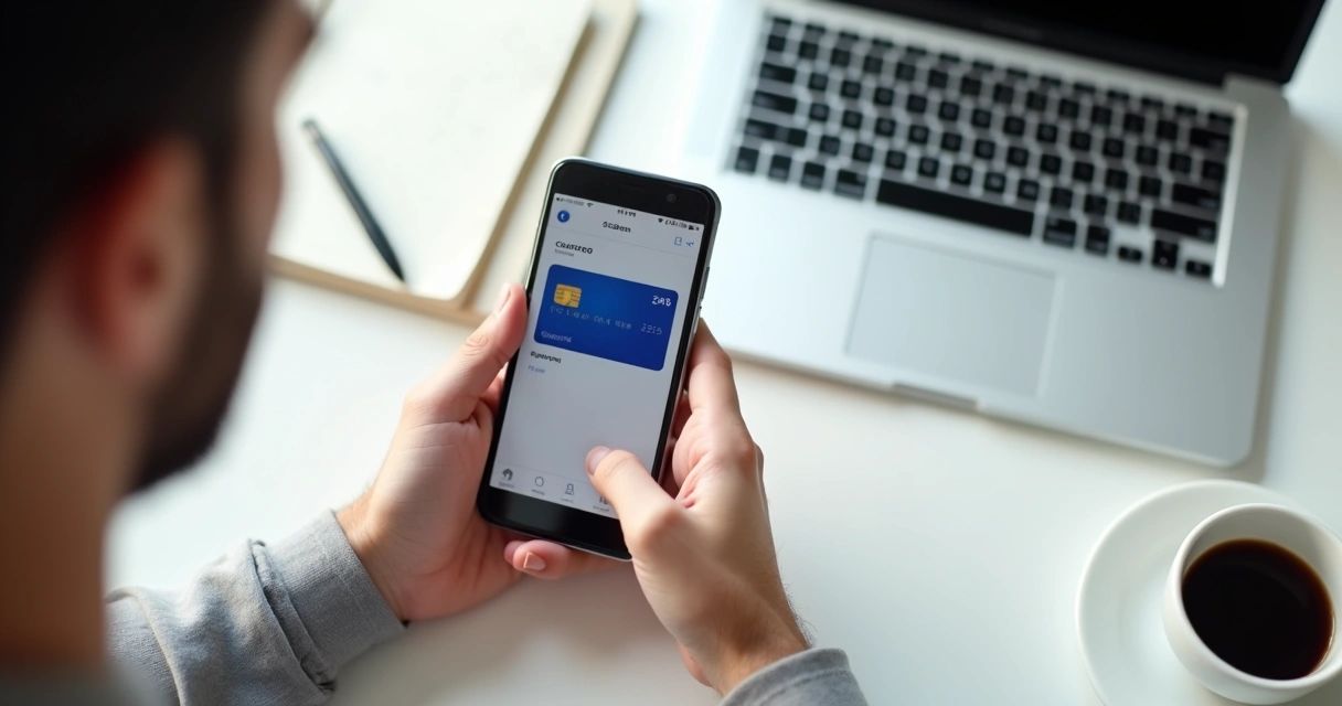 Pessoa utilizando aplicativo de banco para criar cartão virtual 