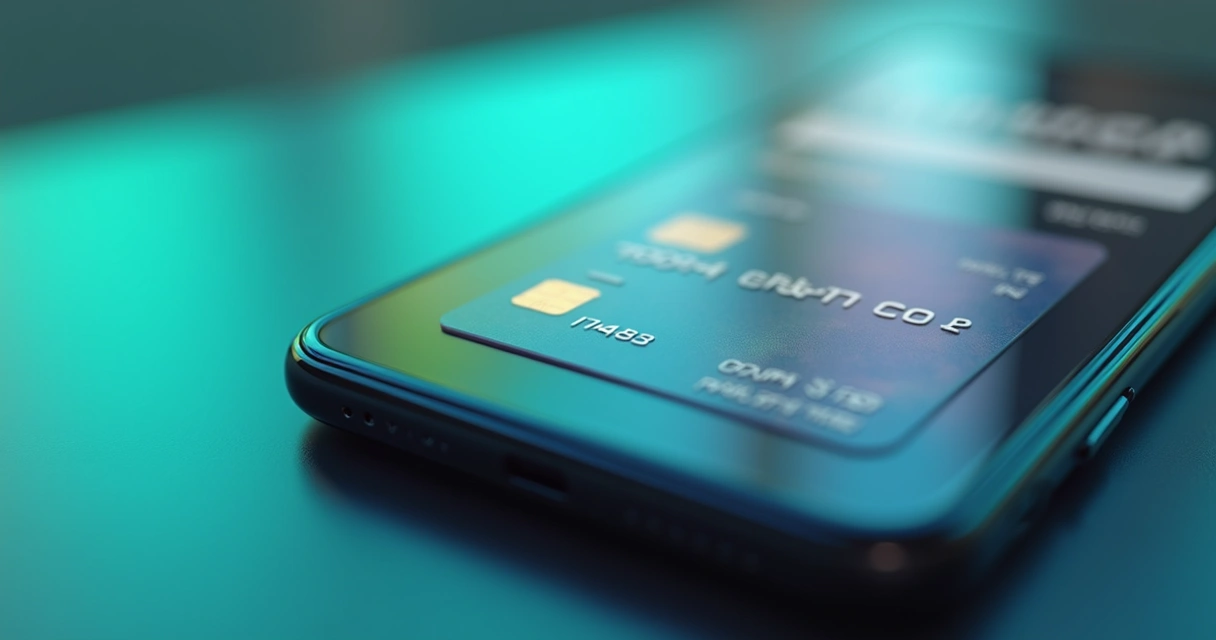 Cartão de criptomoeda virtual exibido em um celular 