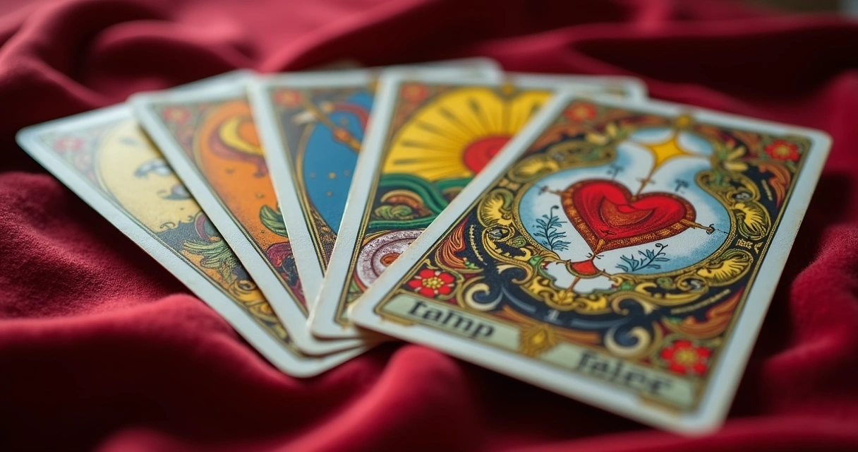 Cartas do baralho cigano em destaque na mesa 