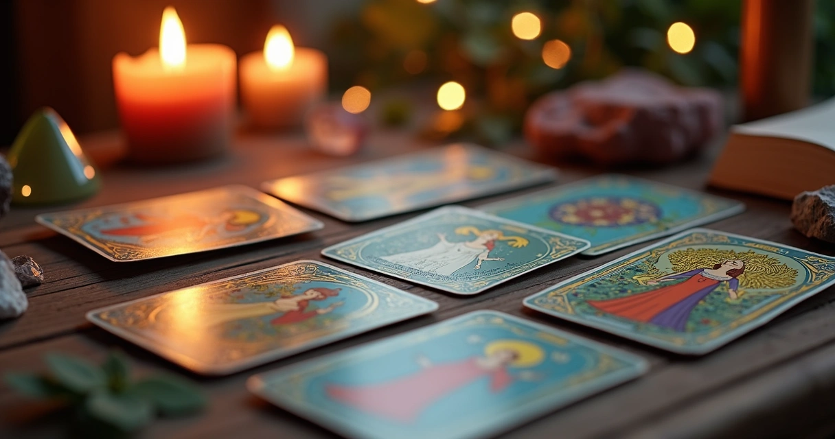 Cartas de Tarot dos Arcanos Maiores sobre uma mesa 