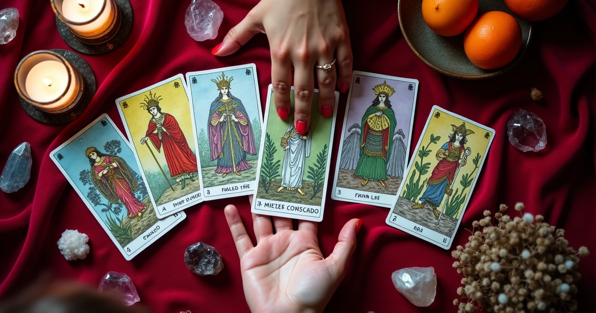 Cartas de tarot e baralho cigano lado a lado 