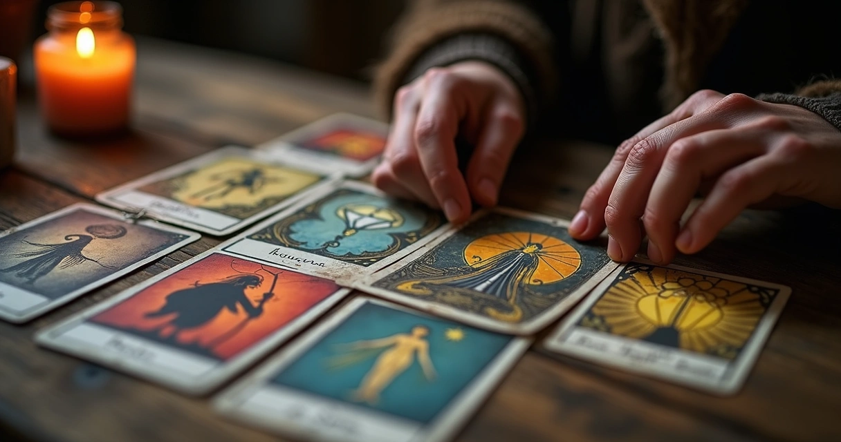 Cartas de tarô sobre uma mesa indicando desafios em um relacionamento 