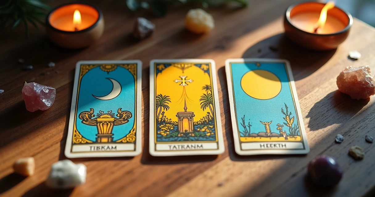 Cartas de tarot sobre uma mesa em destaque 